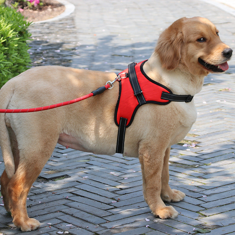 HKM-9480509 Reflective Nylon Dog Harness and Leash Set for Medium to Large Dogs - Padded and Safe for Travel
