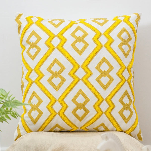 HKM-948051 Embroidered Cotton Bedside Pillow 45x45cm with Pillow Core