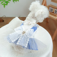 HKM-9481277 Pet Dress with Pearl Lace for Dogs and Cats - Stylish Casual Clothing in Various Sizes