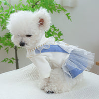 HKM-9481277 Pet Dress with Pearl Lace for Dogs and Cats - Stylish Casual Clothing in Various Sizes