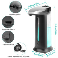 HKM-9482301 Automatic Hand Soap Dispenser 16.9oz Sensor-Controlled with Adjustable Drop Volume