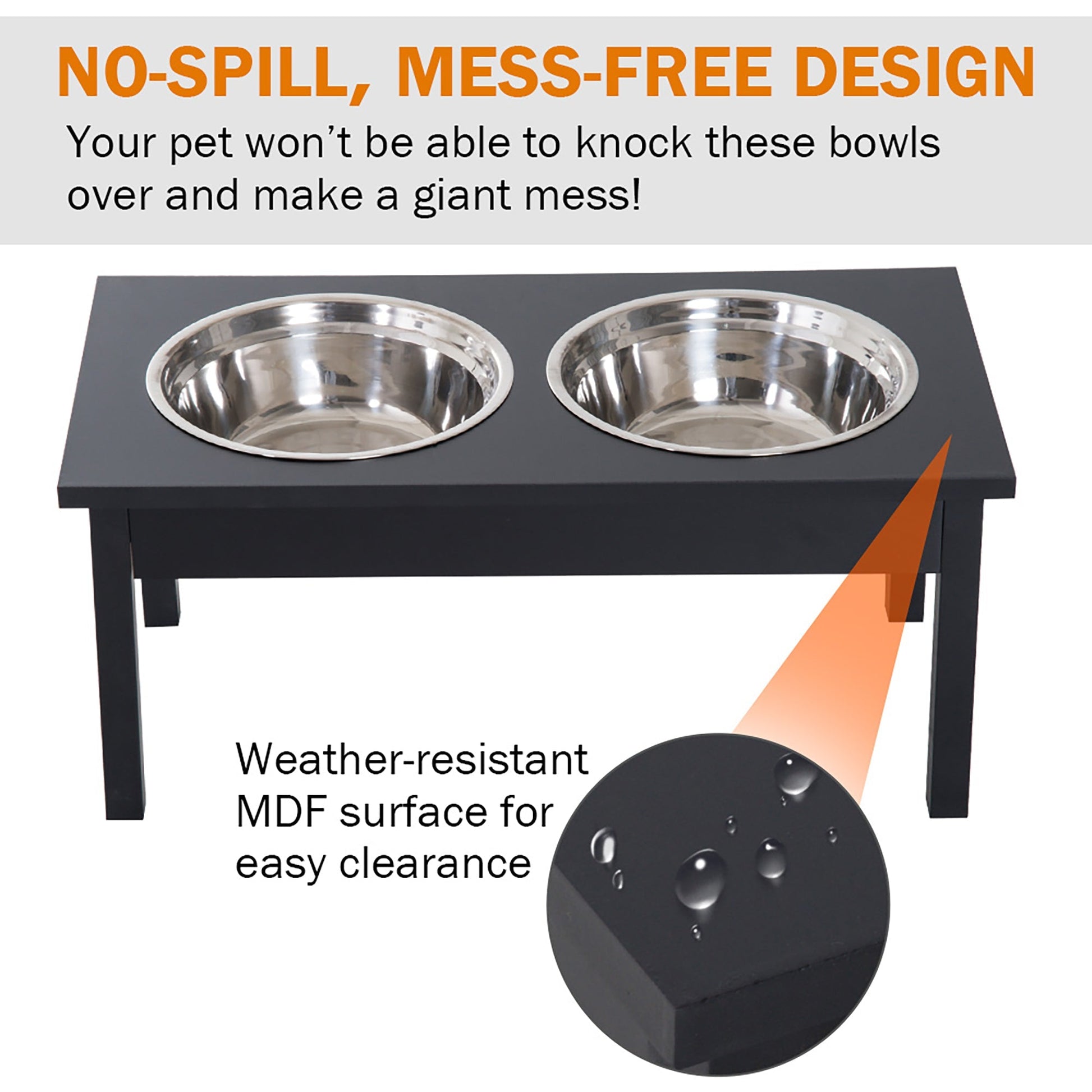 HKM-9482685 Elevated Dog Feeding Station with Stainless Steel Bowls and Non-Slip Base, 23-Inch Height