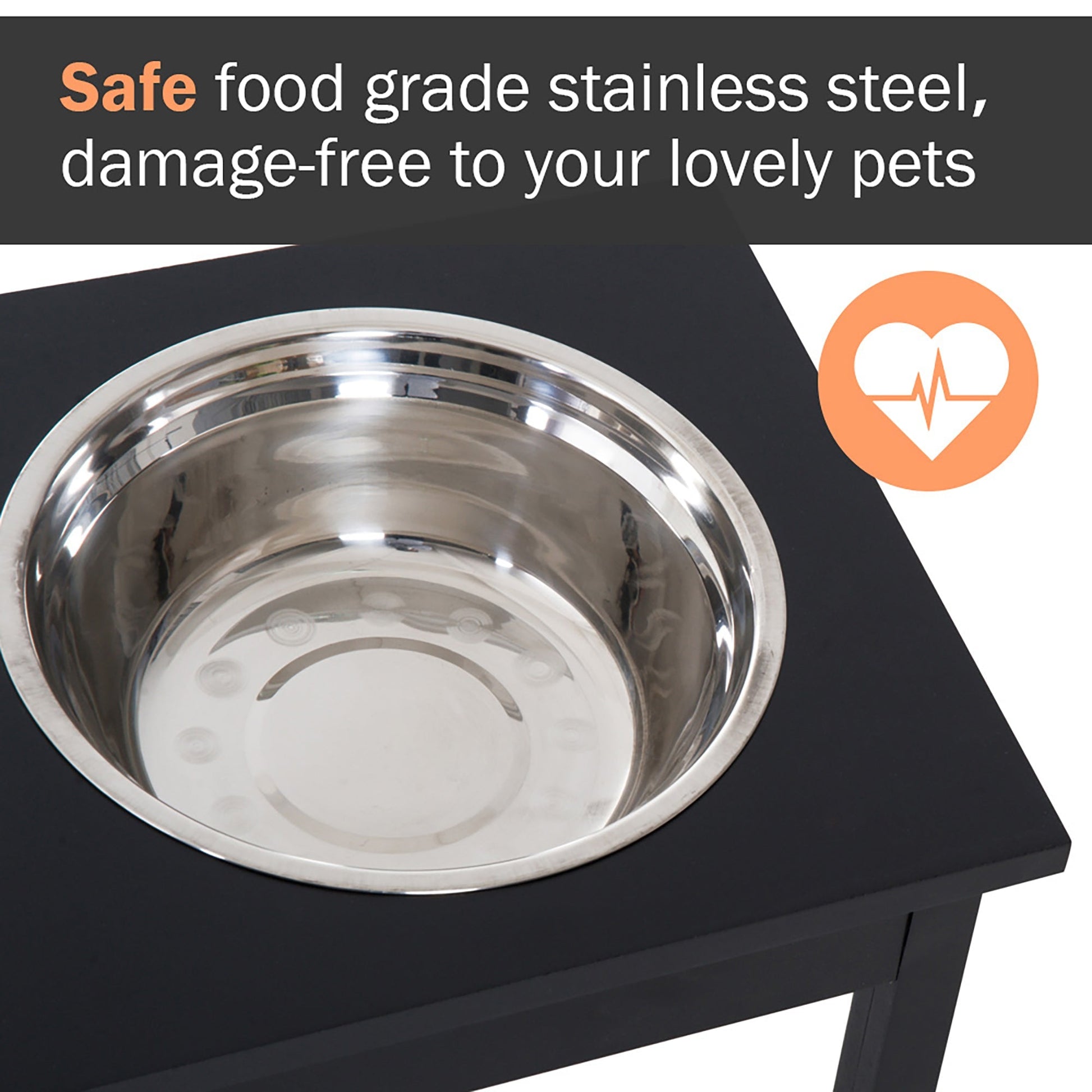 HKM-9482685 Elevated Dog Feeding Station with Stainless Steel Bowls and Non-Slip Base, 23-Inch Height