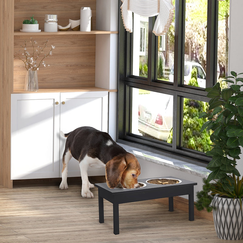 HKM-9482685 Elevated Dog Feeding Station with Stainless Steel Bowls and Non-Slip Base, 23-Inch Height