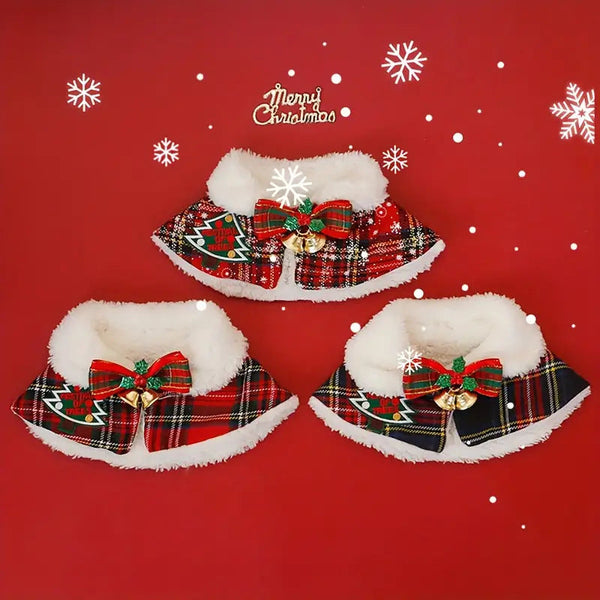 HKM-9484093 Festive Pet Scarf for Cats and Dogs, Warm Winter Cloak for Christmas and Special Occasions - Multiple Colors and Sizes Available