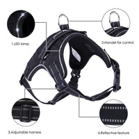 HKM-9485757 LED Glow-in-the-Dark Adjustable Dog Collar with Reflective Strips and Waterproof Design