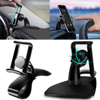 HKM-948627 Adjustable 360-Degree Mobile Phone Holder for Instrument Panels, Black ABS Plastic