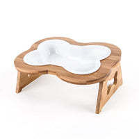 HKM-9486653 Ceramic Anti-Overturning Large Pet Bowl for Dogs and Cats with Wooden Rack