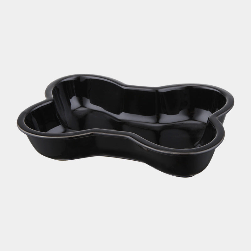HKM-9486653 Ceramic Anti-Overturning Large Pet Bowl for Dogs and Cats with Wooden Rack