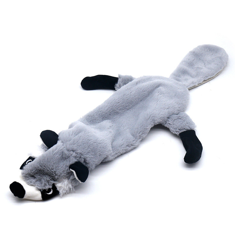HKM-9487293 Pet Sounding Toy - Bite-resistant Plush Chomping Animal Styles in Gray Wolf, Rabbit, Raccoon, and Black Squirrel