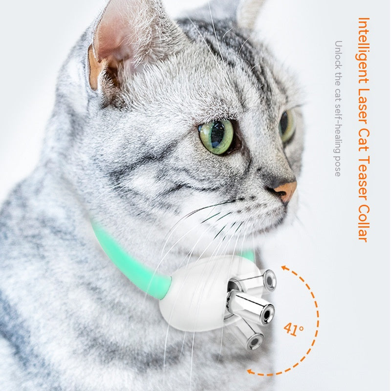 HKM-9488445 Automatic Laser Cat Teaser Collar - Rechargeable & Durable Pet Toy for Playtime Fun