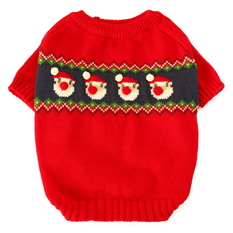 HKM-9490237 Cozy Red Acrylic Pet Christmas Sweater for Dogs and Cats