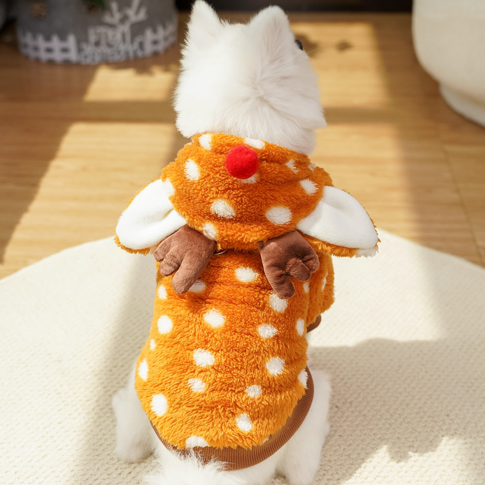 HKM-9490621 Fleece-Lined Elk Costume for Medium Dogs ¨C Autumn/Winter Pet Clothing