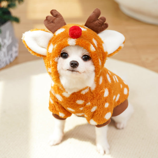 HKM-9490621 Fleece-Lined Elk Costume for Medium Dogs ¨C Autumn/Winter Pet Clothing