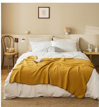 HKM-949075 Cozy Cotton Waffle Knitted Blanket for Office Naps - 130x160CM, Available in Multiple Colors