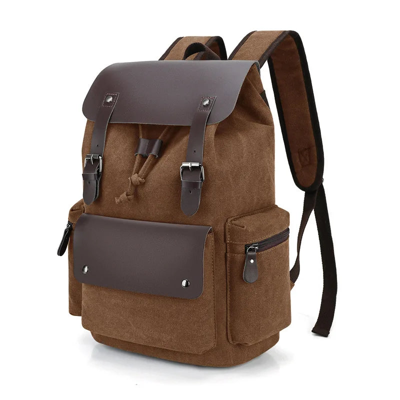 HKM-949139 Vintage Canvas Backpack with Zipper Closure for Business and Travel, Personalised Design, Durable Polyester Lining