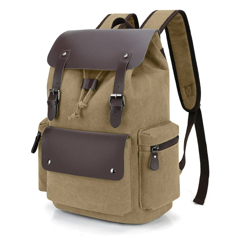 HKM-949139 Vintage Canvas Backpack with Zipper Closure for Business and Travel, Personalised Design, Durable Polyester Lining