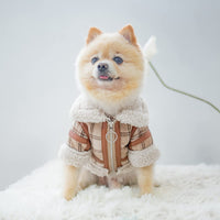 HKM-9491901 Warm Lamb Velvet Plaid Outerwear for Dogs in Blue, Black, and Khaki - Autumn and Winter Styles