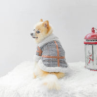 HKM-9491901 Warm Lamb Velvet Plaid Outerwear for Dogs in Blue, Black, and Khaki - Autumn and Winter Styles
