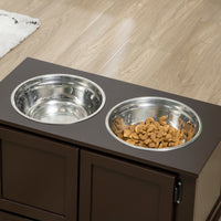 HKM-9492413 Elevated Dog Feeding Station with Storage and Removable Stainless Steel Bowls