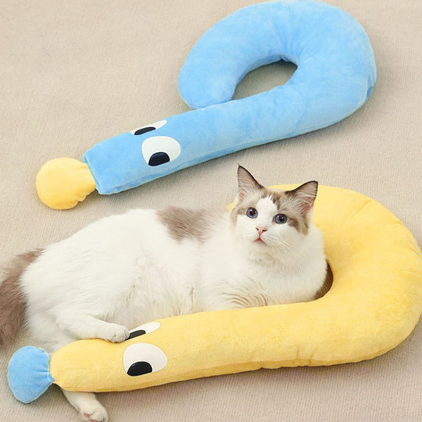 HKM-9494077 Moon Shaped Plush Sleeping Pillow for Pets - Soft and Cozy Dog and Cat Bed Pillow