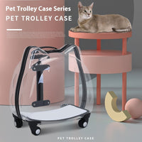 HKM-9494461 Portable Cat and Dog Trolley Bag with Transparent Bubble Box - Medium Soft Acrylic Polyester, Multiple Colors Available