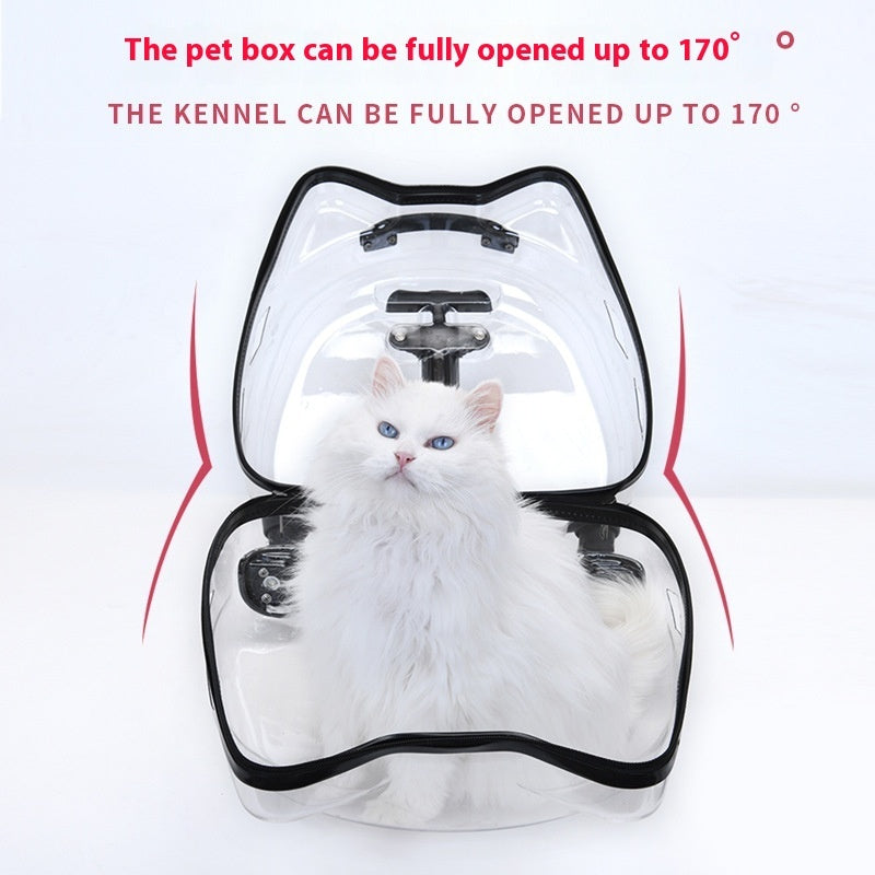 HKM-9494461 Portable Cat and Dog Trolley Bag with Transparent Bubble Box - Medium Soft Acrylic Polyester, Multiple Colors Available