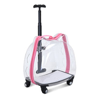 HKM-9494461 Portable Cat and Dog Trolley Bag with Transparent Bubble Box - Medium Soft Acrylic Polyester, Multiple Colors Available