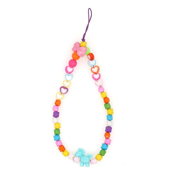 HKM-949459 Candy Color Acrylic Beads Mobile Phone Lanyard with Adjustable Length for Unisex Use