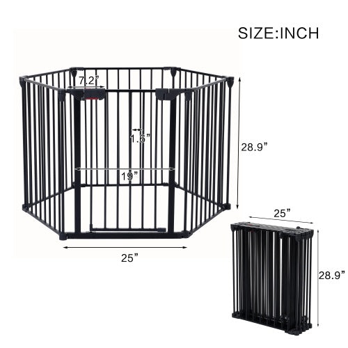 HKM-9495869 150-Inch Adjustable Safety Gate Play Yard with 6 Panels for Indoor Enclosures and Room Dividers