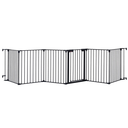 HKM-9495869 150-Inch Adjustable Safety Gate Play Yard with 6 Panels for Indoor Enclosures and Room Dividers