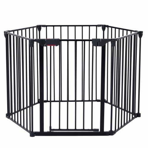 HKM-9495869 150-Inch Adjustable Safety Gate Play Yard with 6 Panels for Indoor Enclosures and Room Dividers