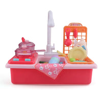 HKM-949587 Electric Toy Kitchen Play Set for Kids Age 2-7, Battery Operated Tableware Toys
