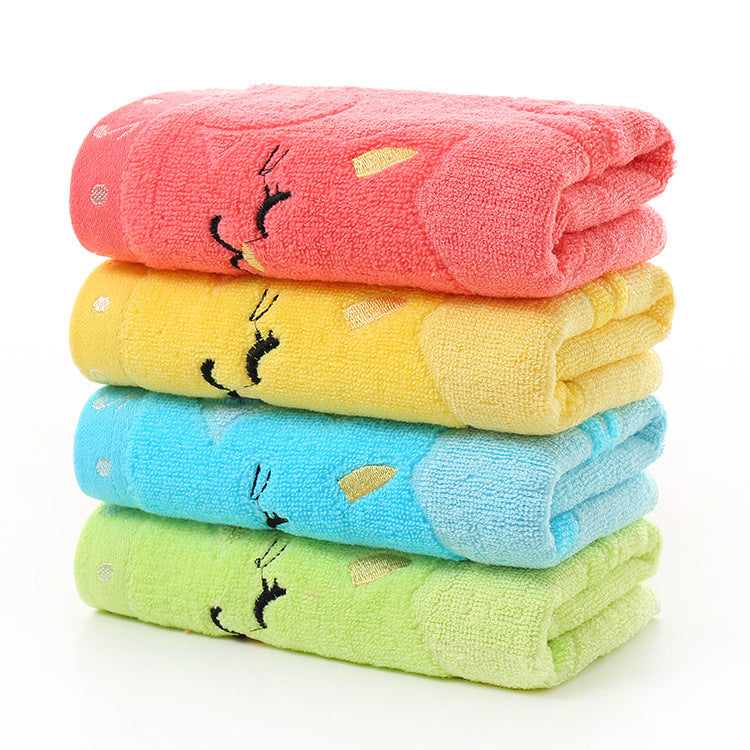 HKM-949651 Bamboo Fiber Cat Design Small Towel - 25x50 cm, Soft & Absorbent Construction