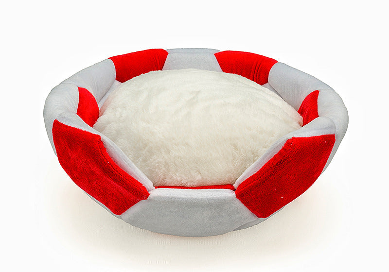 HKM-9497021 Four Seasons General Creative Cat Nest - Super Soft Plush, Black/White & Red/White, Small 40cm & Large 45cm