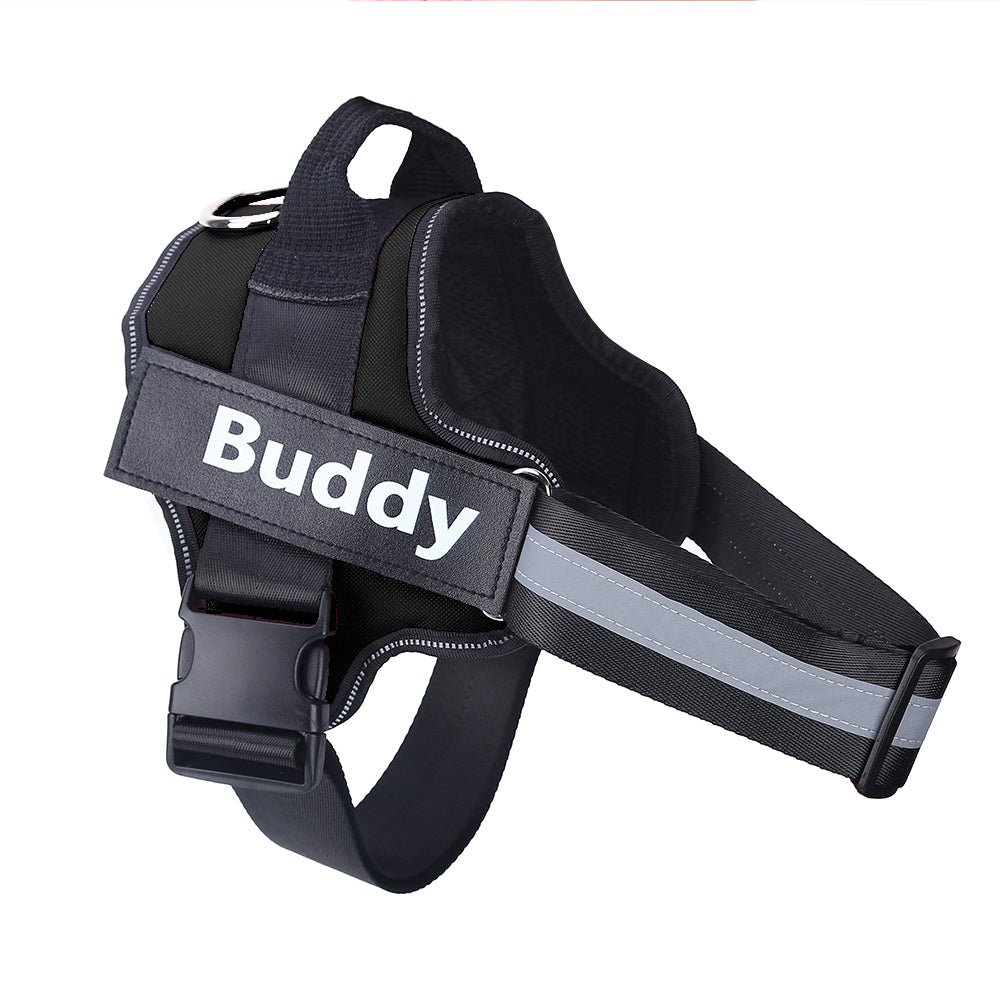 HKM-9497277 Reflective No-Pull Adjustable Dog Harness with Personalized Patch for Small to Large Dogs