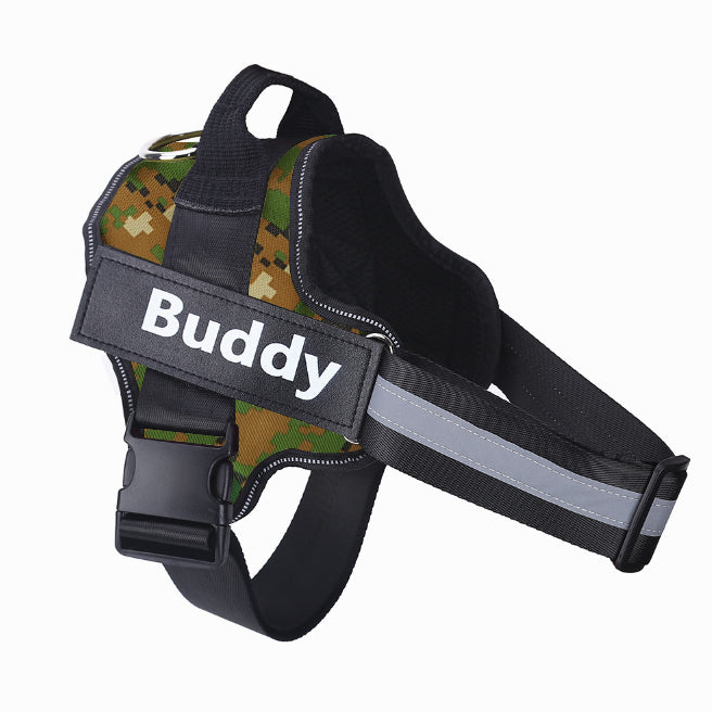 HKM-9497277 Reflective No-Pull Adjustable Dog Harness with Personalized Patch for Small to Large Dogs