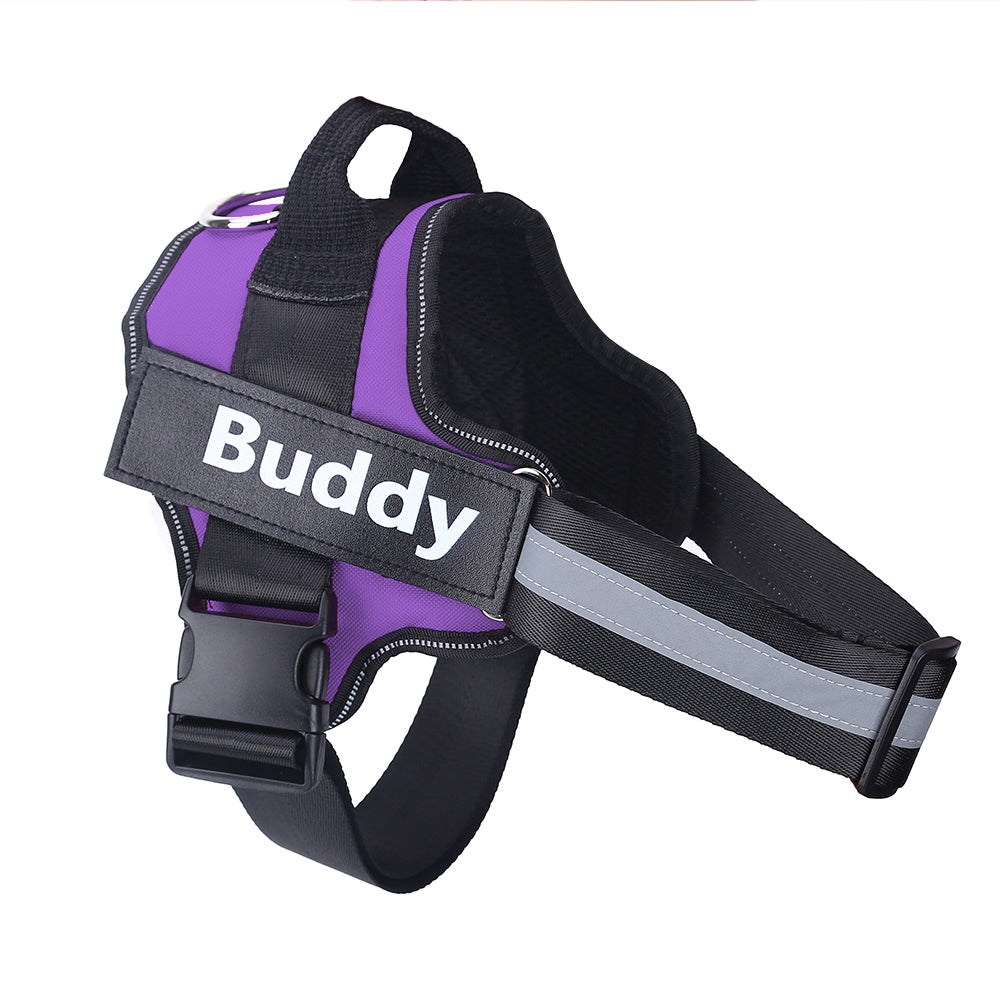 HKM-9497277 Reflective No-Pull Adjustable Dog Harness with Personalized Patch for Small to Large Dogs