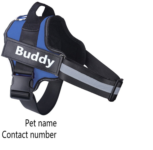 HKM-9497277 Reflective No-Pull Adjustable Dog Harness with Personalized Patch for Small to Large Dogs