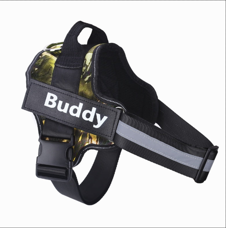 HKM-9497277 Reflective No-Pull Adjustable Dog Harness with Personalized Patch for Small to Large Dogs