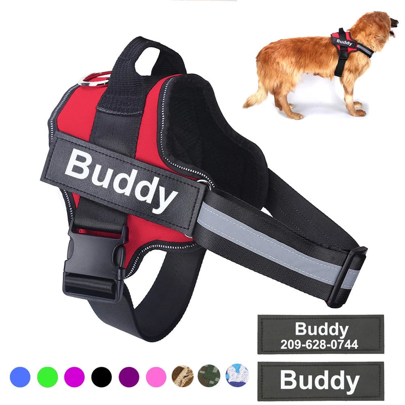 HKM-9497277 Reflective No-Pull Adjustable Dog Harness with Personalized Patch for Small to Large Dogs