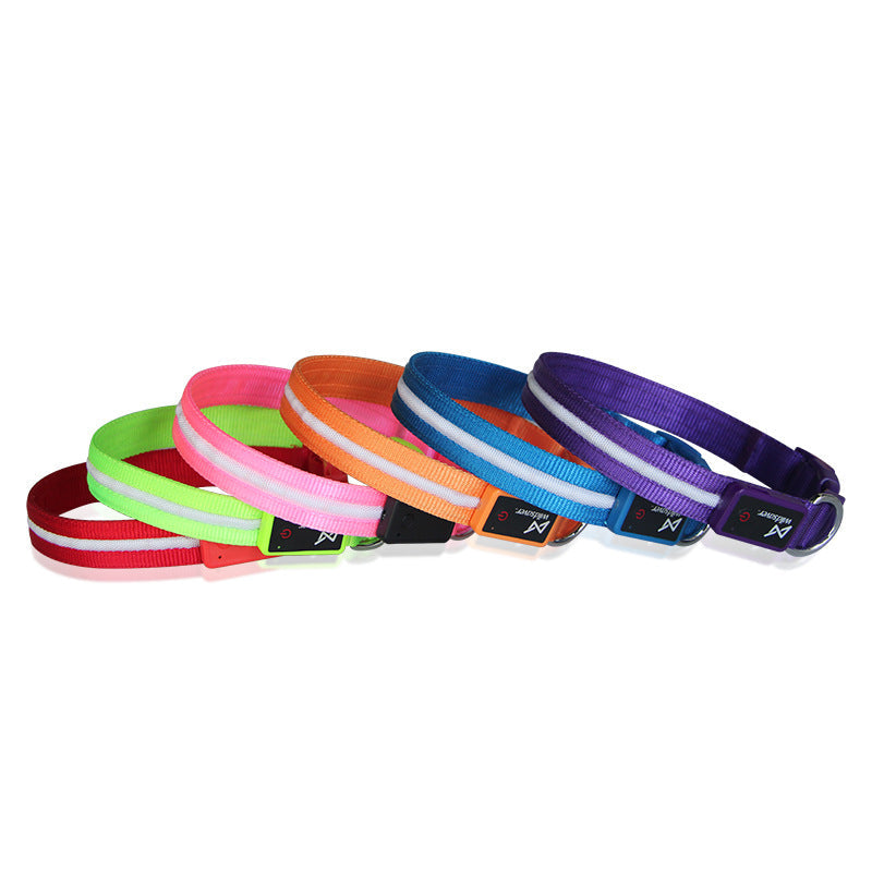 HKM-9497789 Luminous LED USB Charging Pet Leash ¨C Adjustable Nylon Strap in Multiple Colors