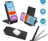 HKM-949779 Folding Vertical Wireless Charging Stand for Mobile Phones with Type-C Input