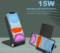 HKM-949779 Folding Vertical Wireless Charging Stand for Mobile Phones with Type-C Input