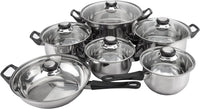HKM-949779 Modern Stainless Steel Kitchenware Set with Induction-Compatible Glass Bottom Cookware