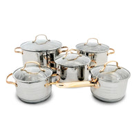 HKM-949779 Modern Stainless Steel Kitchenware Set with Induction-Compatible Glass Bottom Cookware