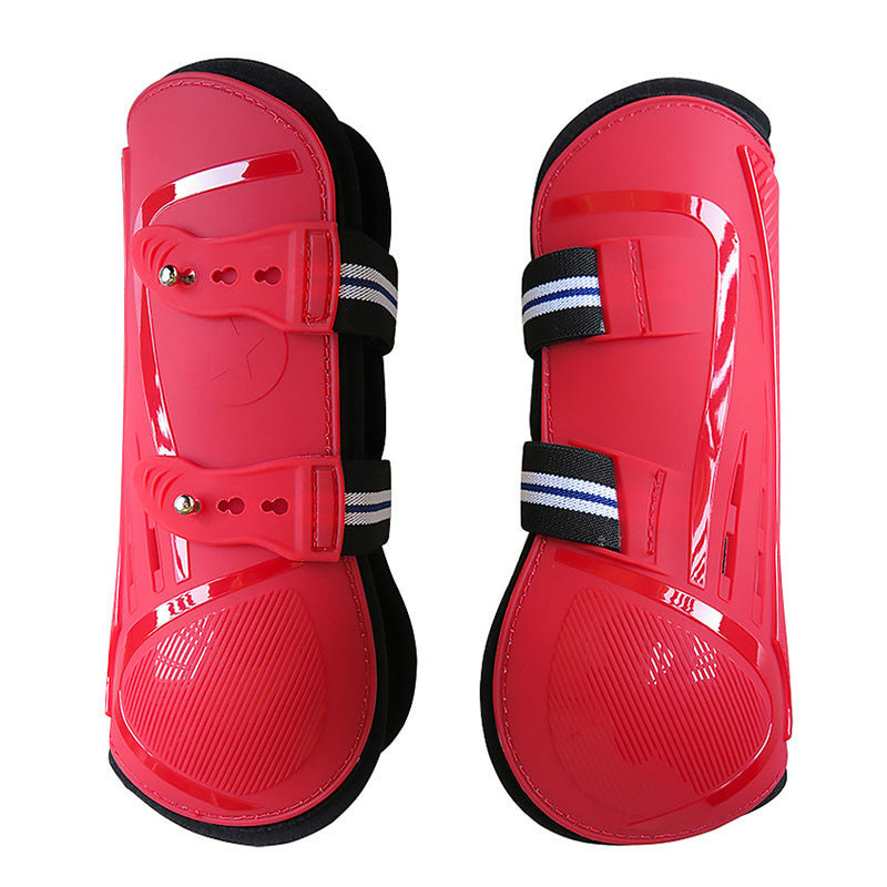 HKM-9499453 No 9 Color Barrier Horse Leg Guards - PU Hard Shell with Breathable Neoprene and Air Holes (4-Piece Set)