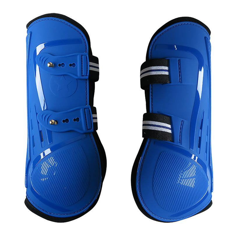 HKM-9499453 No 9 Color Barrier Horse Leg Guards - PU Hard Shell with Breathable Neoprene and Air Holes (4-Piece Set)