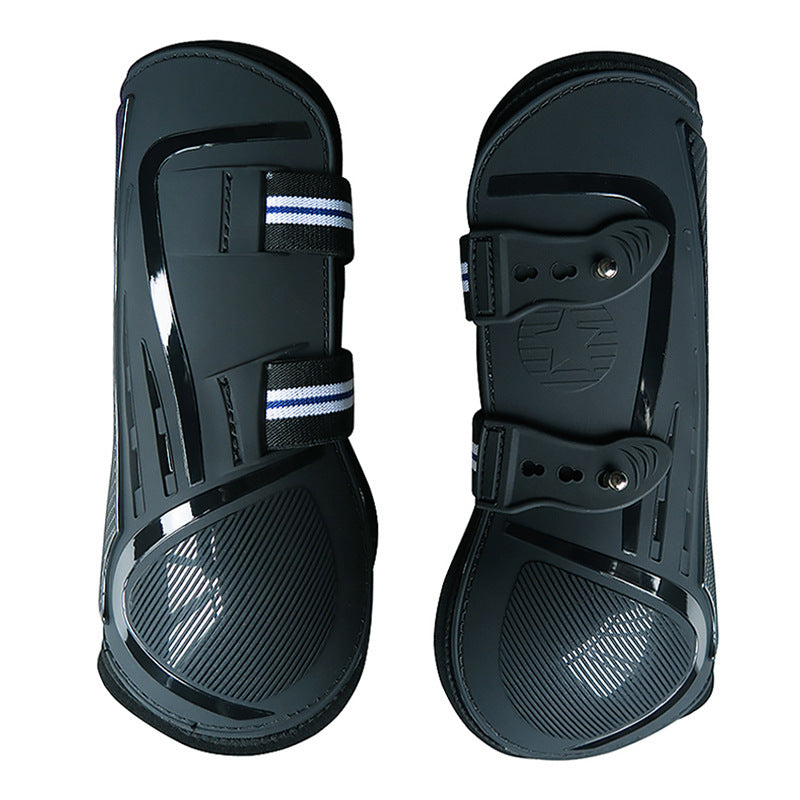 HKM-9499453 No 9 Color Barrier Horse Leg Guards - PU Hard Shell with Breathable Neoprene and Air Holes (4-Piece Set)