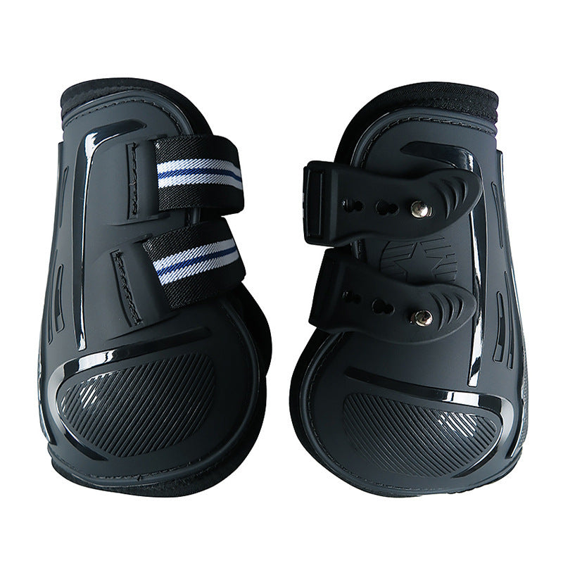 HKM-9499453 No 9 Color Barrier Horse Leg Guards - PU Hard Shell with Breathable Neoprene and Air Holes (4-Piece Set)